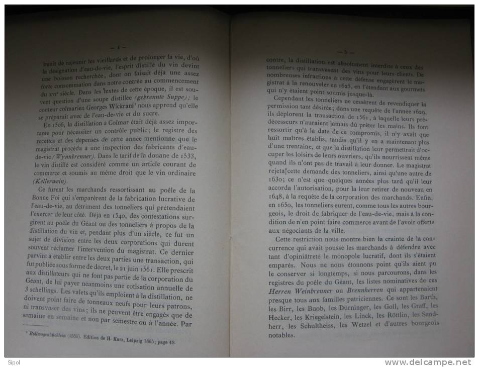 La Distillation Et Le Commerce De L Eau De Vie à Colmar Au XVIè Et XVIIè Siècle - 1891- A Saisir  !!! - Alsace