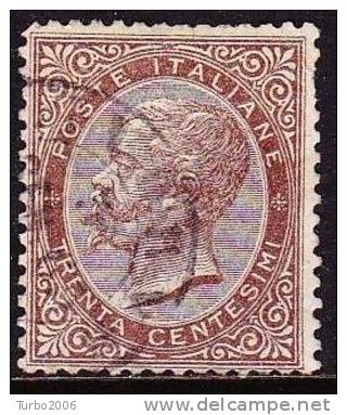 Italy 1863--77 King Victor-Emmanuel II 30 C. Brown  Y & T 18 - Used