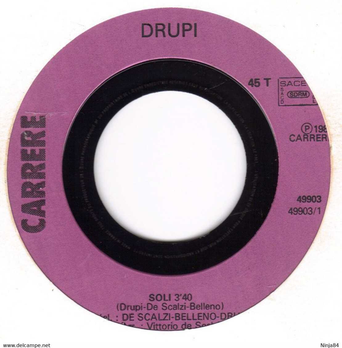SP 45 RPM (7")  Drupi  "  Soli  " - Otros - Canción Italiana
