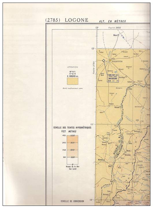 CARTE  Aeronautique Du Monde  AFRIQUE 2785 LOGONE NIGERIA CAMEROUN TCHAD - Cartes Géographiques