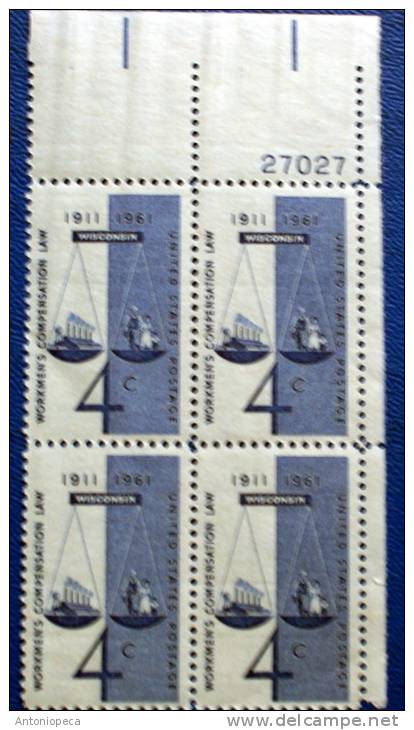 USA 1961 COMPENSATION LAW  BLOCK MNH** - Blocchi & Foglietti