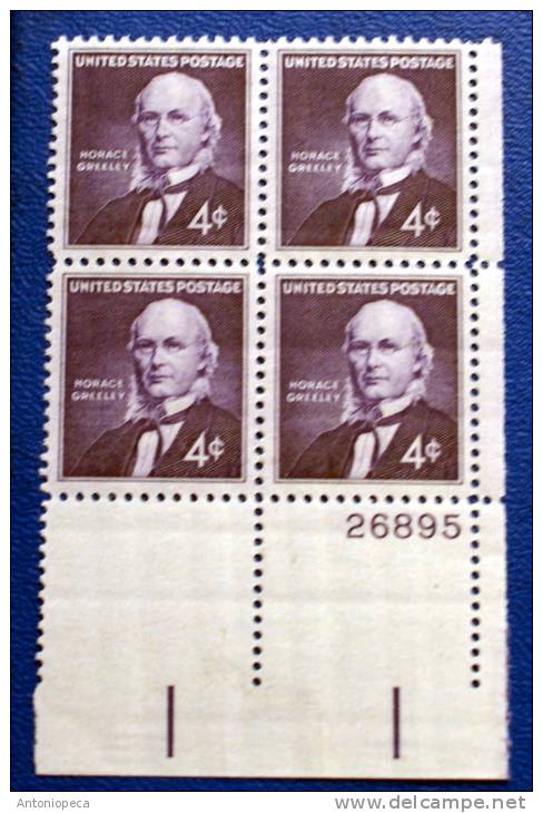 USA 1961 HORACE GREELEY  BLOCK MNH** - Blocchi & Foglietti