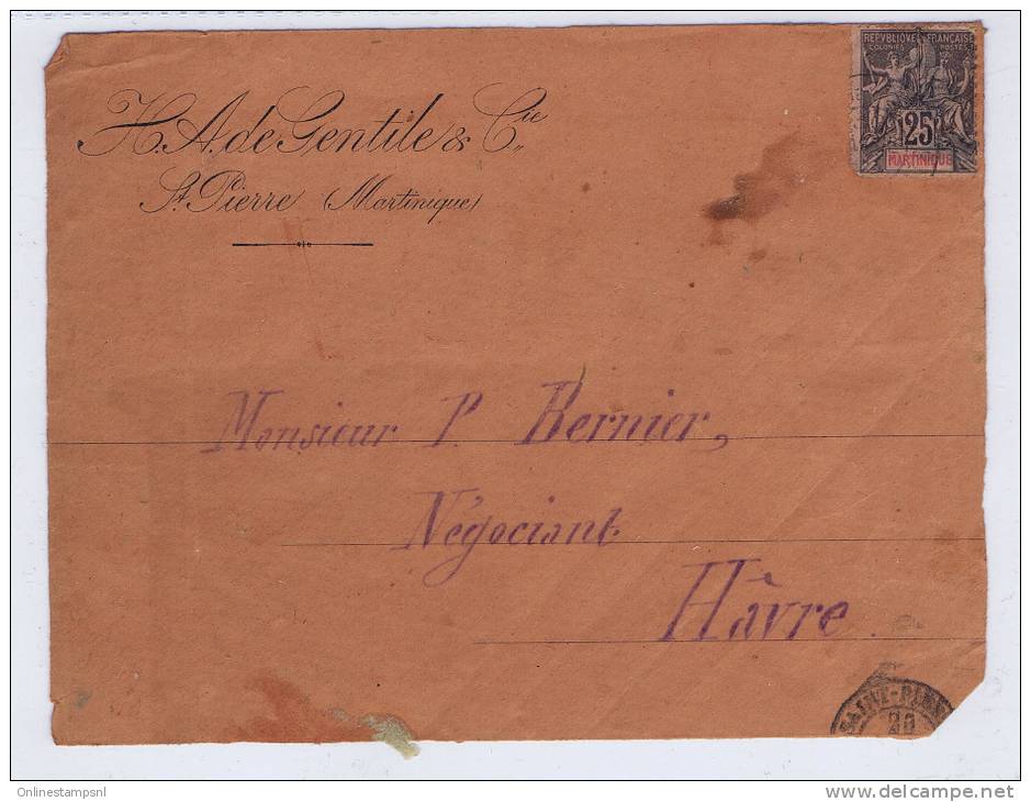 Lettre Martinique. St Pierre A Havre, Maury Nr 37 - Briefe U. Dokumente