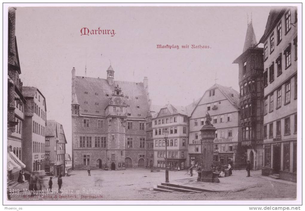 GERMANY - MARBURG, Marktplatz Mit Rathaus, Old Postcard - Marburg