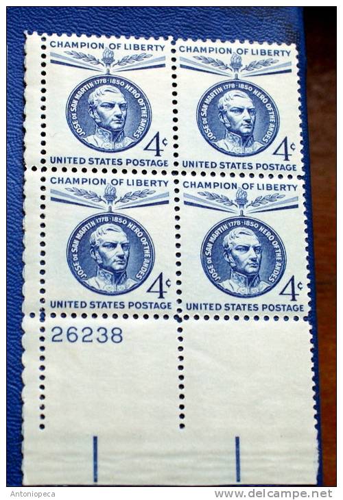 USA 1959 CHAMPION OF LIBERTY KOSE DE SAN MARTIN  BLOCK MNH** - Blocchi & Foglietti