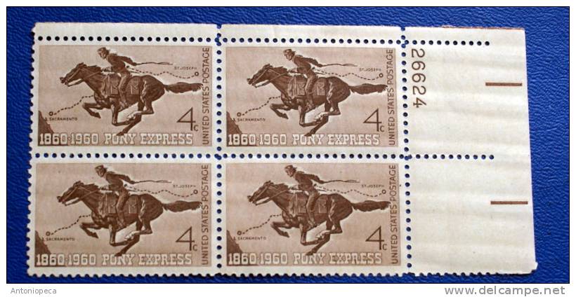 USA 1960 PONY EXPRESS  BLOCK MNH** - Hojas Bloque