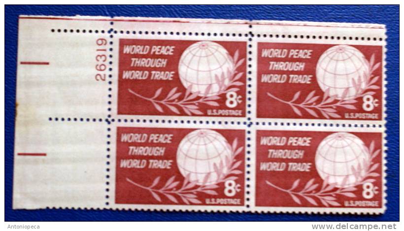 USA 1959 WORLD PEACE TROUGH WORLD TRADE  BLOCK MNH** - Blocks & Sheetlets
