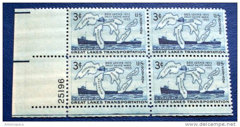 USA 1955 GREAT LAKES TRANSPORTATION BLOCK MNH** - Blocchi & Foglietti