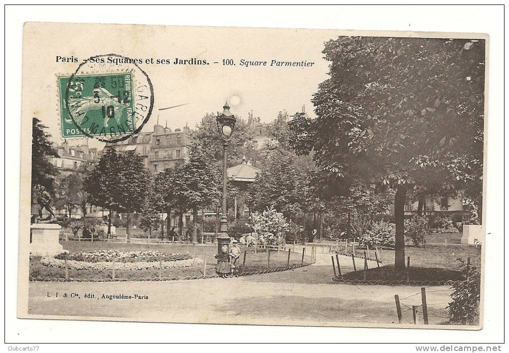 Paris 11ème Arr (75) : Square Parmentier En 1910 (animée). - Arrondissement: 11