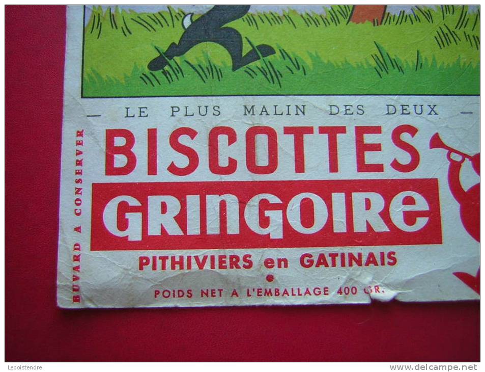 BUVARD-BISCOTTES-GRINGOIRE PITHIVIERS EN GATINAIS-LES AVENTURES DE GRINGO-ILLUSTRATION DE COQ-LE PLUS MALIN DES DEUX - Biscotti