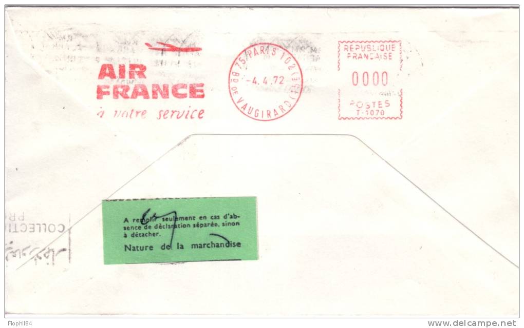 1er VOL-PARIS TEL AVIV TEHERAN BOMBAY DELHJ BANGKOK SAIGON HONG KONG TOKYO & VICE VERSA-ENVELOPPE D'IRAN POUR LA FRANCE- - 1960-.... Lettres & Documents