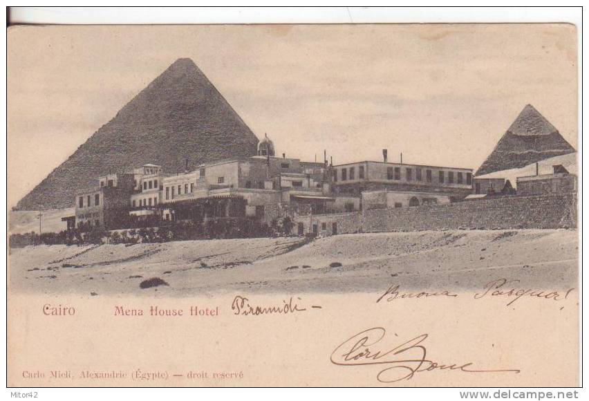 34-Cairo-Egypte-Egitto-Mena House Hotel E Piramidi-V.1902 X Casella Postale Messina.Francobollo 2m-Sfinge E Piramide. - Pyramiden
