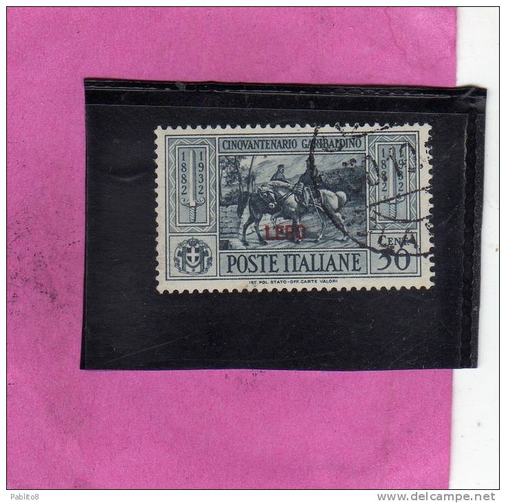 EGEO 1932 LERO GARIBALDI CENT. 30 CENTESIMI USATO USED OBLITERE' - Egée (Lero)