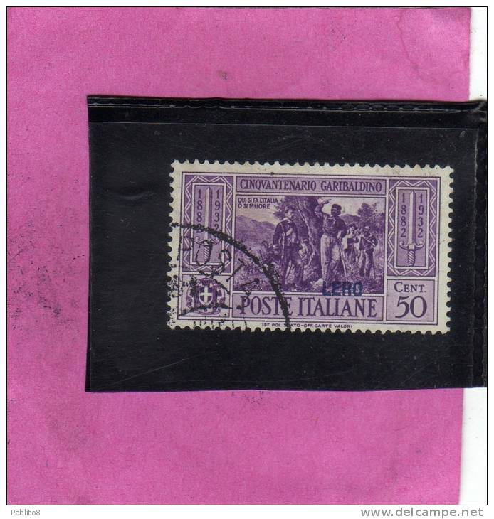 EGEO 1932 LERO GARIBALDI CENT. 50 CENTESIMI USATO USED OBLITERE' - Ägäis (Lero)