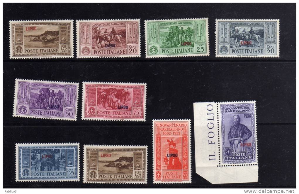 EGEO 1932 LIPSO GARIBALDI SERIE COMPLETA MNH - Aegean (Lipso)