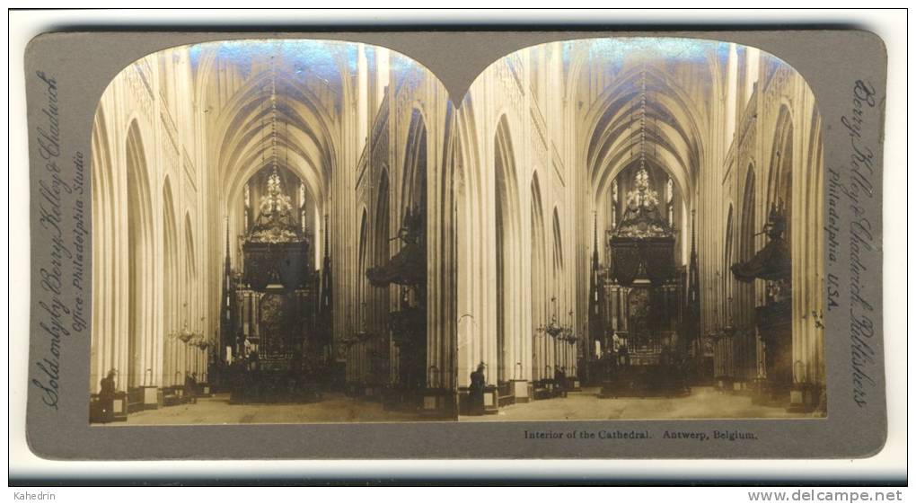 België / Belgique - Anvers / Antwerpen ± 1890 - 1905, Interieur Van De Kathedraal - Stereoscoop