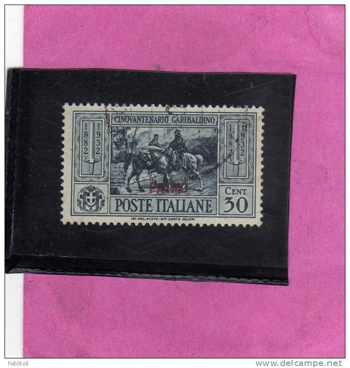 EGEO 1932 PATMO GARIBALDI CENT. 30 CENTESIMI USATO USED OBLITERE' - Egée (Patmo)