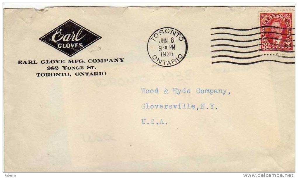 3548  Carta, Toronto 1938 Ontario ,   Canada. Cover - Lettres & Documents