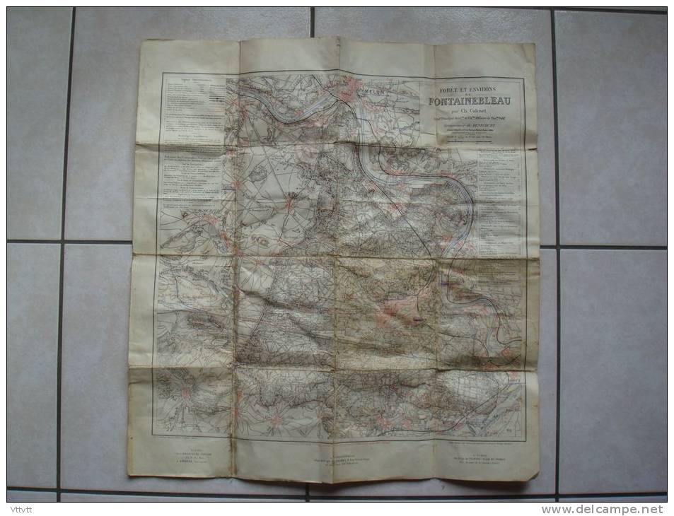 Forêt De FONTAINBLEAU Et Environs (Années 1900), 1/50.000, Par Ch. Colinet, Continuateur De Dennecourt, Promenades... - Topographical Maps