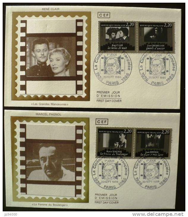 FRANCE: Cinema.  LA CINEMATHEQUE FRANçAISE. 5 Enveloppes 1°jour (FDC)  SUR SOIE + Cachet 1° Jour (20/9/1986) Yvert Bf 9 - Cinema