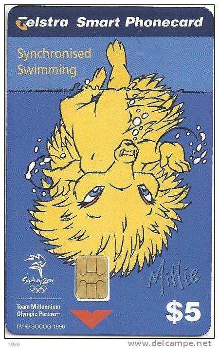 AUSTRALIA $5 OLYMPIC MASCOT SPORT ECHIDNA SWIMMING CODE:99/11P CHIP MINT READ DESCRIPTION !! - Australia