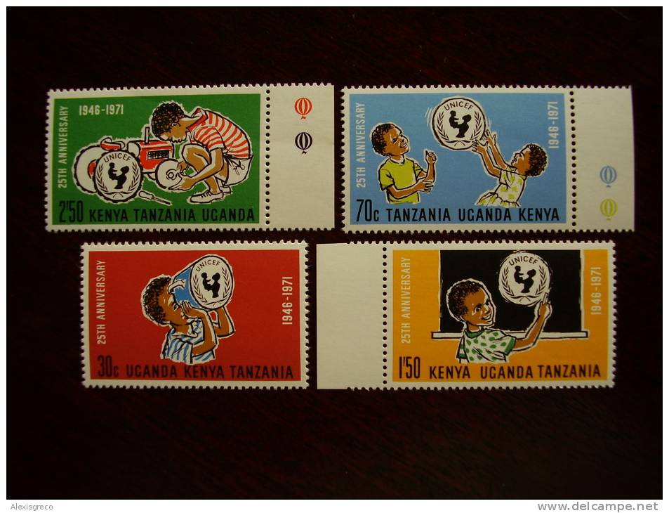 KUT 1972 25th.Anniv Of UNICEF Issue 4 Values To 2/50  MNH. - Kenya, Ouganda & Tanzanie