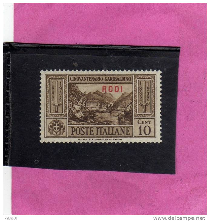 EGEO 1932 RODI GARIBALDI 10 C MNH - Ägäis (Rodi)