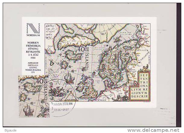 ISLANDE CARTE MAXIMUM NUM YVERT  569 CARTE DES PAYS SCANDINAVES - Cartes-maximum