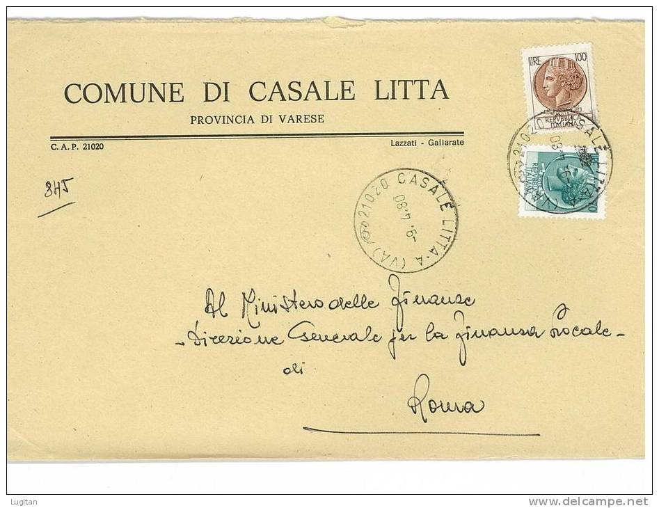 CASALE LITTA  CAP 21020 PROV. VARESE  ANNO 1980 VA  LS - LOMBARDIA -TEMATICA COMUNI D'ITALIA - STORIA POSTALE - Macchine Per Obliterare (EMA)