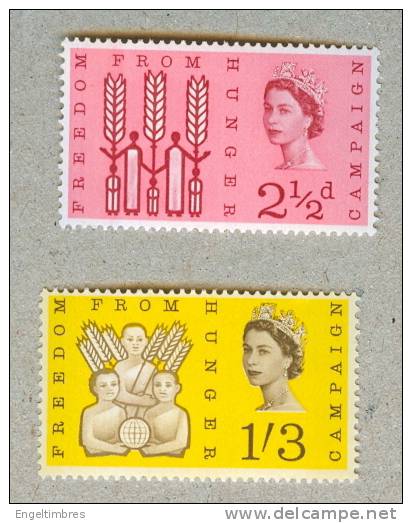 Great Britain 1963 Freedom From Hunger  - PHOS0PHOR Issue - Sg 634p/635p - Unused Stamps
