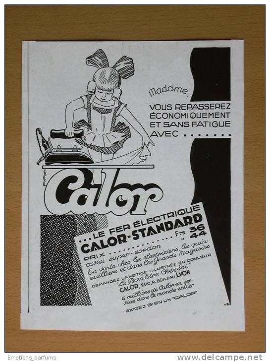 Pub Papier 1930  Accessoire Fer A Repasser CALOR  Repassage Fillette - Publicités