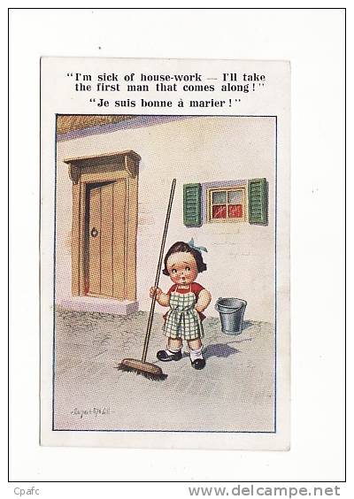 Carte Environ 1930 Signée Donald Mc Gill "je Suis Bonne à Marier" (femme De Ménage) - Mc Gill, Donald