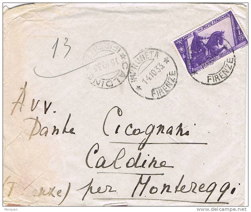 Carta IMPRUNETA (Firenze) 1933 A Caldine - Storia Postale