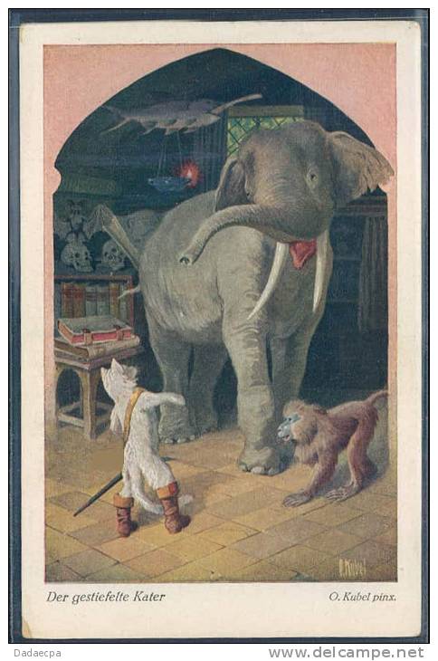 Eléphant, Elefant, Chat, Singe, Der Gestiefelte Kater, (O. Kubel Pinx.) - Éléphants