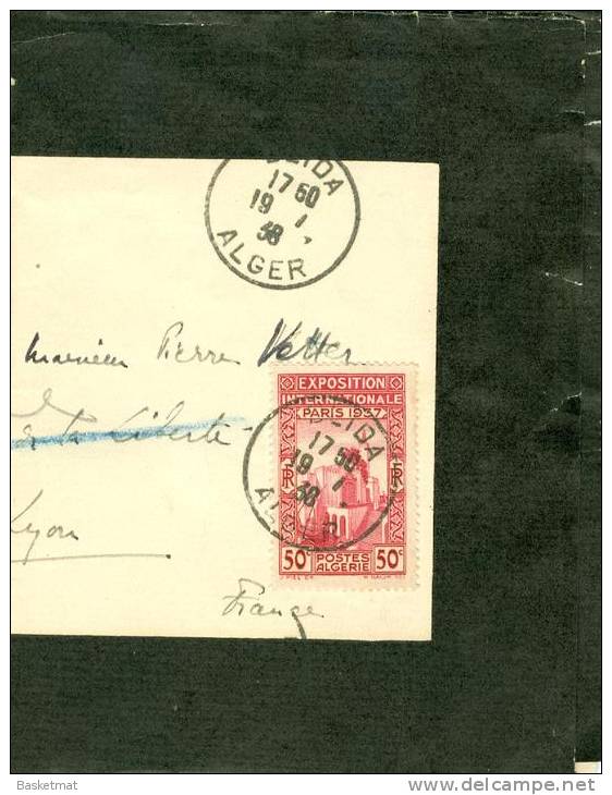 ALGERIE LETTRE CACHET BLIDA 19/1/1938 - Covers & Documents