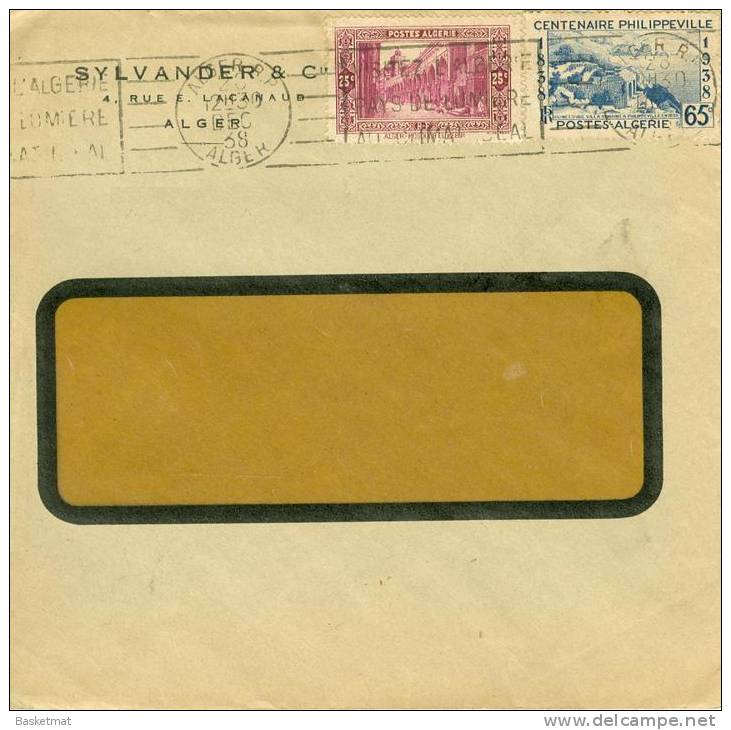 ALGERIE LETTRE FLAMME ALGER  28/12/1938 - Covers & Documents