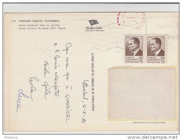 PO0399B# TURCHIA - ISTAMBUL - TOPKAPI SARAYI  VG 1986 - Turchia