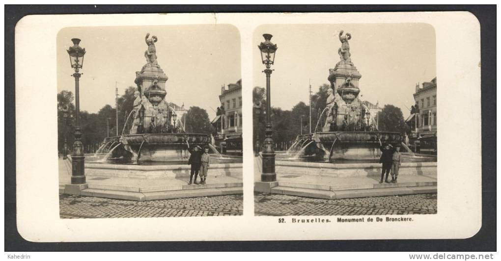 België / Belgique - Brussel / Bruxelles ± 1890 - 1905, Monument De De Bronckere - Stereoscoop