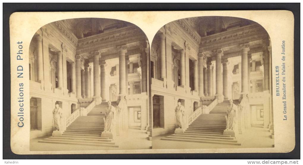 België / Belgique - Brussel / Bruxelles ± 1890 - 1905, Le Grand Escalier Du Palais De Justice - Photos Stéréoscopiques