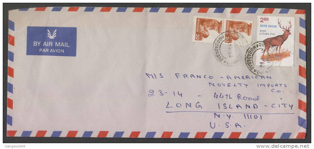 India 1998  KASHMIR STAG  STAMPED Envelope   # 30503 Indien Inde - Wild