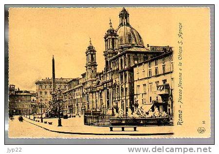 Jolie CP Ancienne Italie Roma Rome Piazza Navona E La Chiesa S. Agnese - Places & Squares