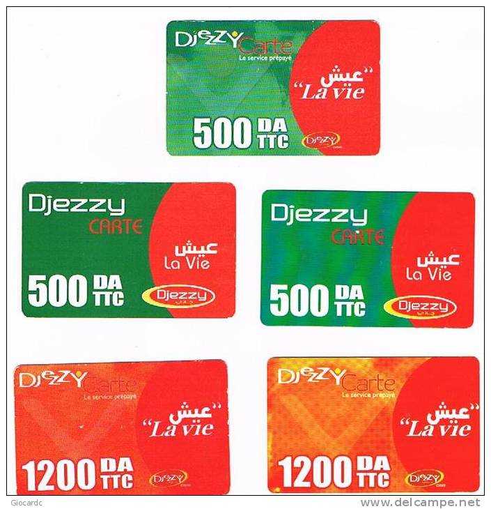 ALGERIA - DJEZZY (RECHARGE GSM)  -  LA VIE: LOT OF 5 DIFFERENT   - USED   RIF. 242 - Algérie