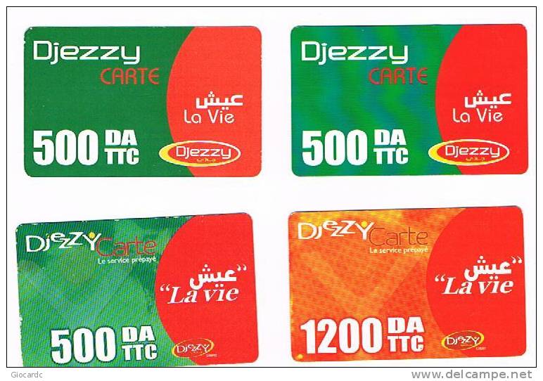 ALGERIA - DJEZZY (RECHARGE GSM)  -  LA VIE: LOT OF 4 DIFFERENT   - USED    RIF. 243 - Algérie
