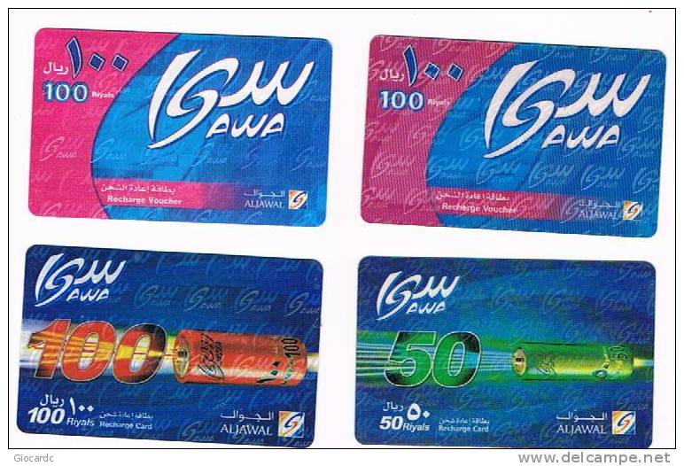 ARABIA SAUDITA (SAUDI ARABIA)  - ALJAWAL (RECHARGE GSM)   -  AWA: LOT OF 4 DIFFERENT      - USED   -  RIF. 252 - Arabia Saudita