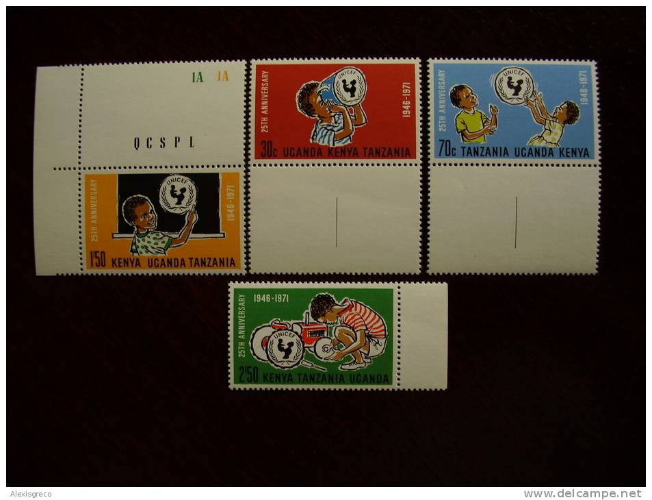 KUT 1972 25th.Anniv Of UNICEF Issue 4 Values To 2/50  MNH. - Kenya, Uganda & Tanzania