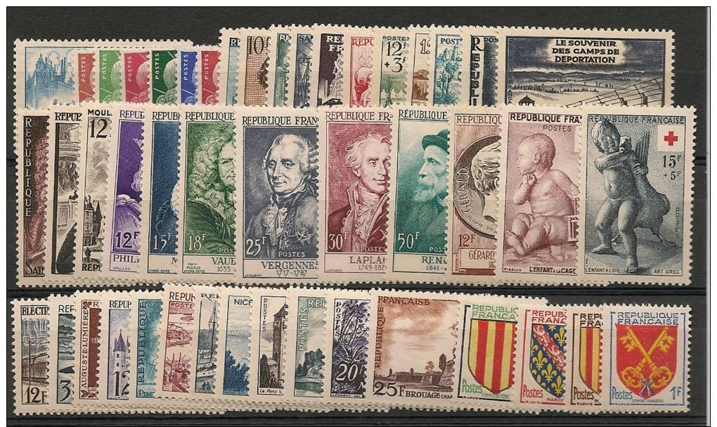 FRANCE - ANNEE COMPLETE 1955 (46 Timbres)  - Neufs Sans Charnière - 1950-1959