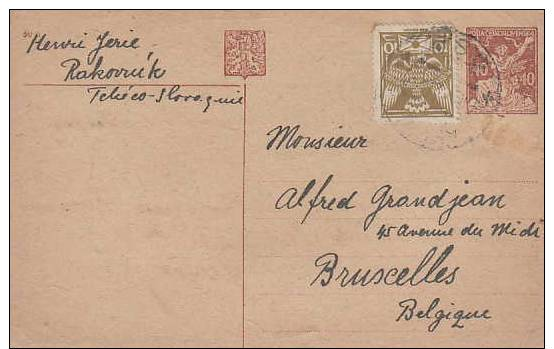 Czechoslovakia; Postal Card To Belgium CDV 23 - Cartes Postales