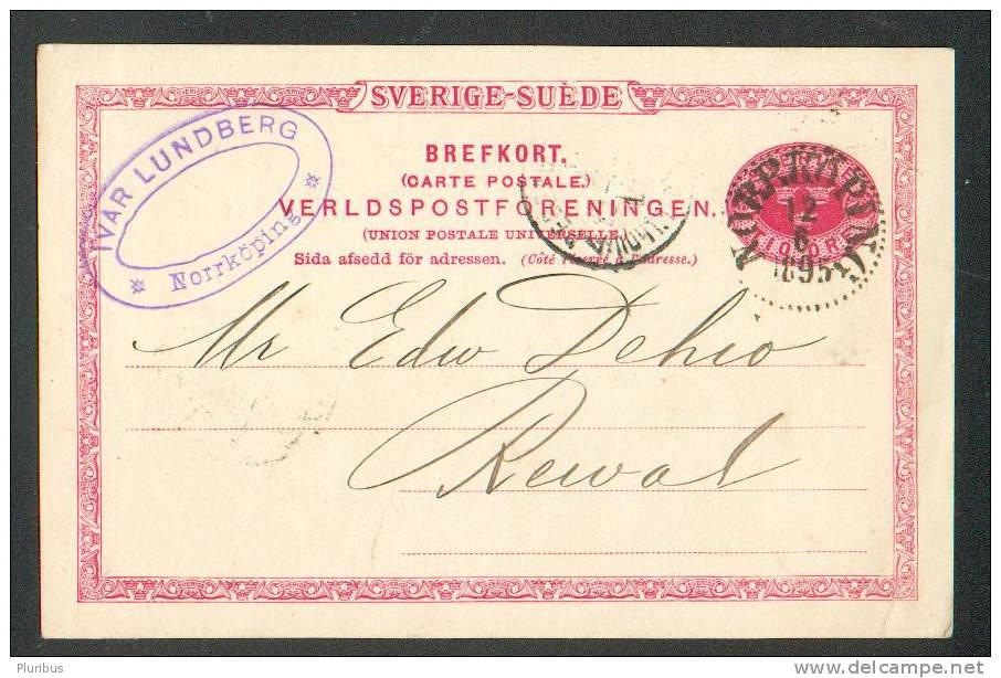 1895 SWEDEN TO RUSSIA  ESTONIA , POSTAL STATIONERY BREFKORT NORRKÖPING - Entiers Postaux