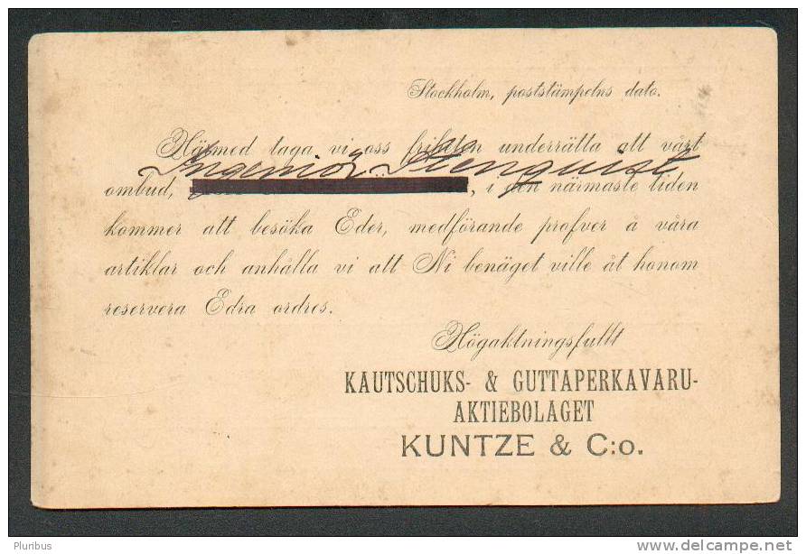 1892 SWEDEN TO FINLAND WIBORG VYBORG VIIPURI , POSTAL STATIONERY BREFKORT,  FRAN UTLANDET CANCELLATION, RUBBER FACTORY - Postal Stationery