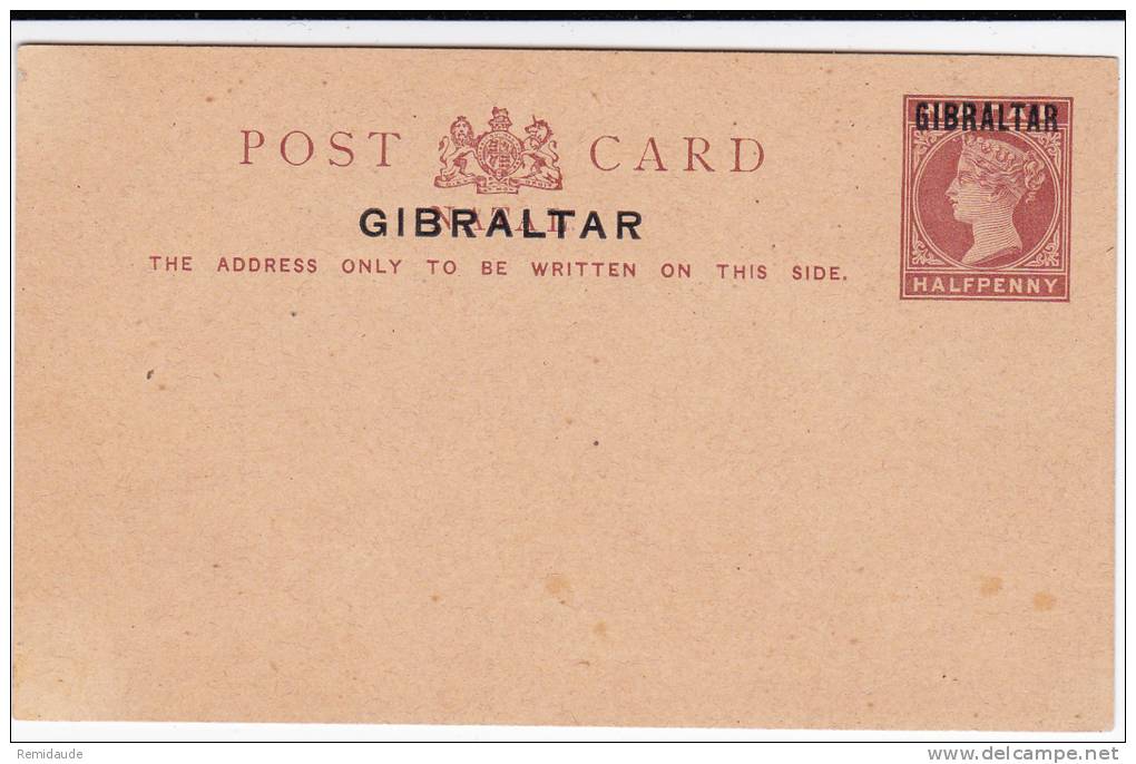 GIBRALTAR - CARTE POSTALE ENTIER TYPE VICTORIA Du NATAL SURCHARGEE NEUVE - Gibraltar